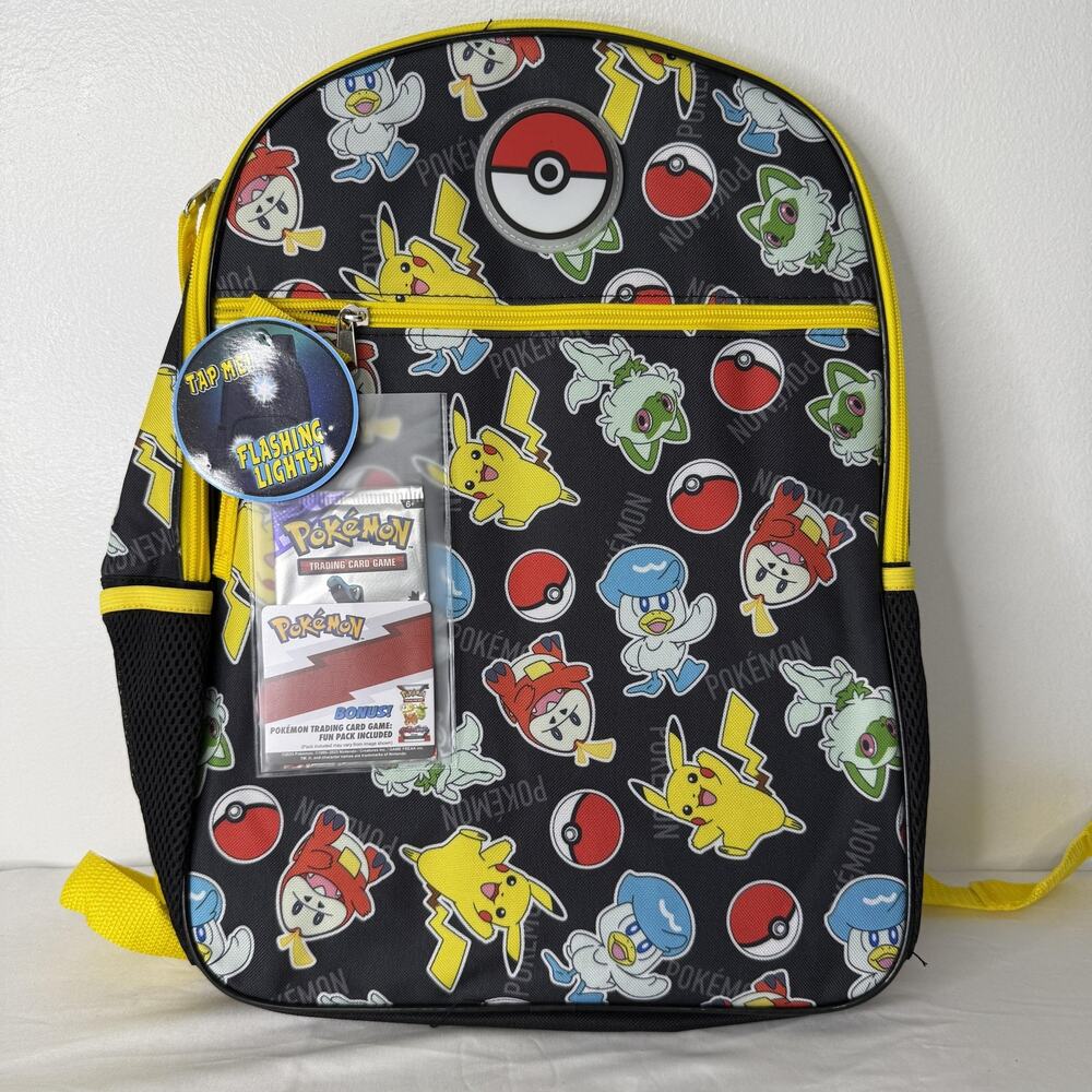 Pokemon Backpack Kids One Size Flashing Lights Patch TCG Card Pack Bioworld 2025